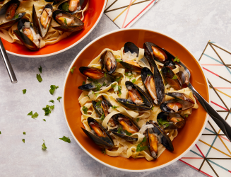 Have you tried... Mussels with creamy white wine sauce and tagliatelle?