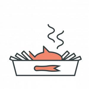 A graphic showing a portion of fish and chips